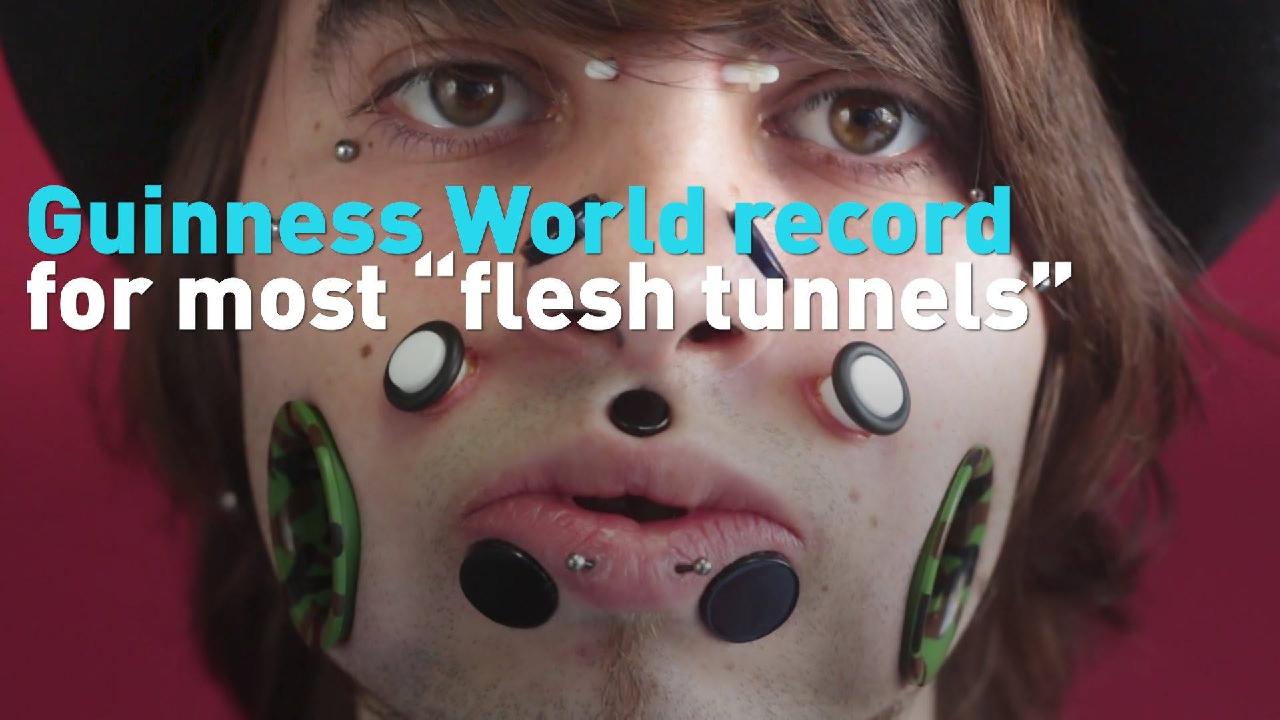World record holder of 'flesh tunnels' CGTN