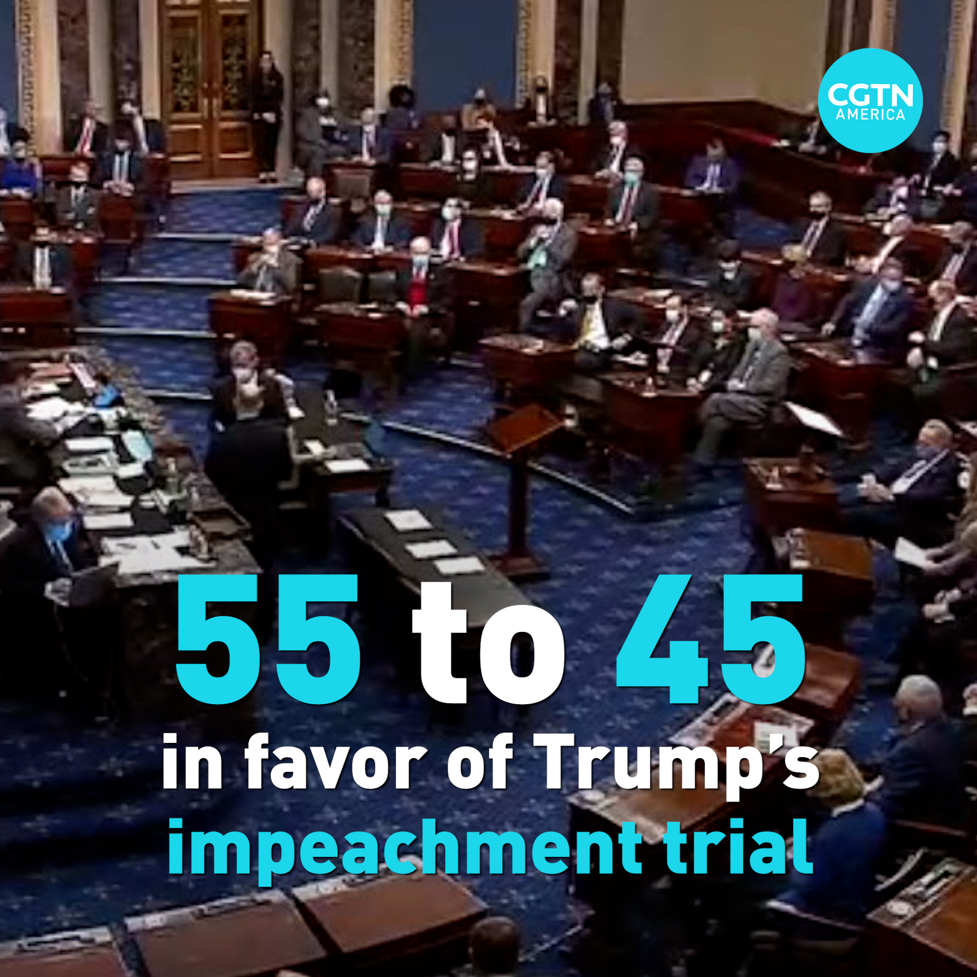 The U.S. Senate votes 55 to 45 in favor of Trump ...