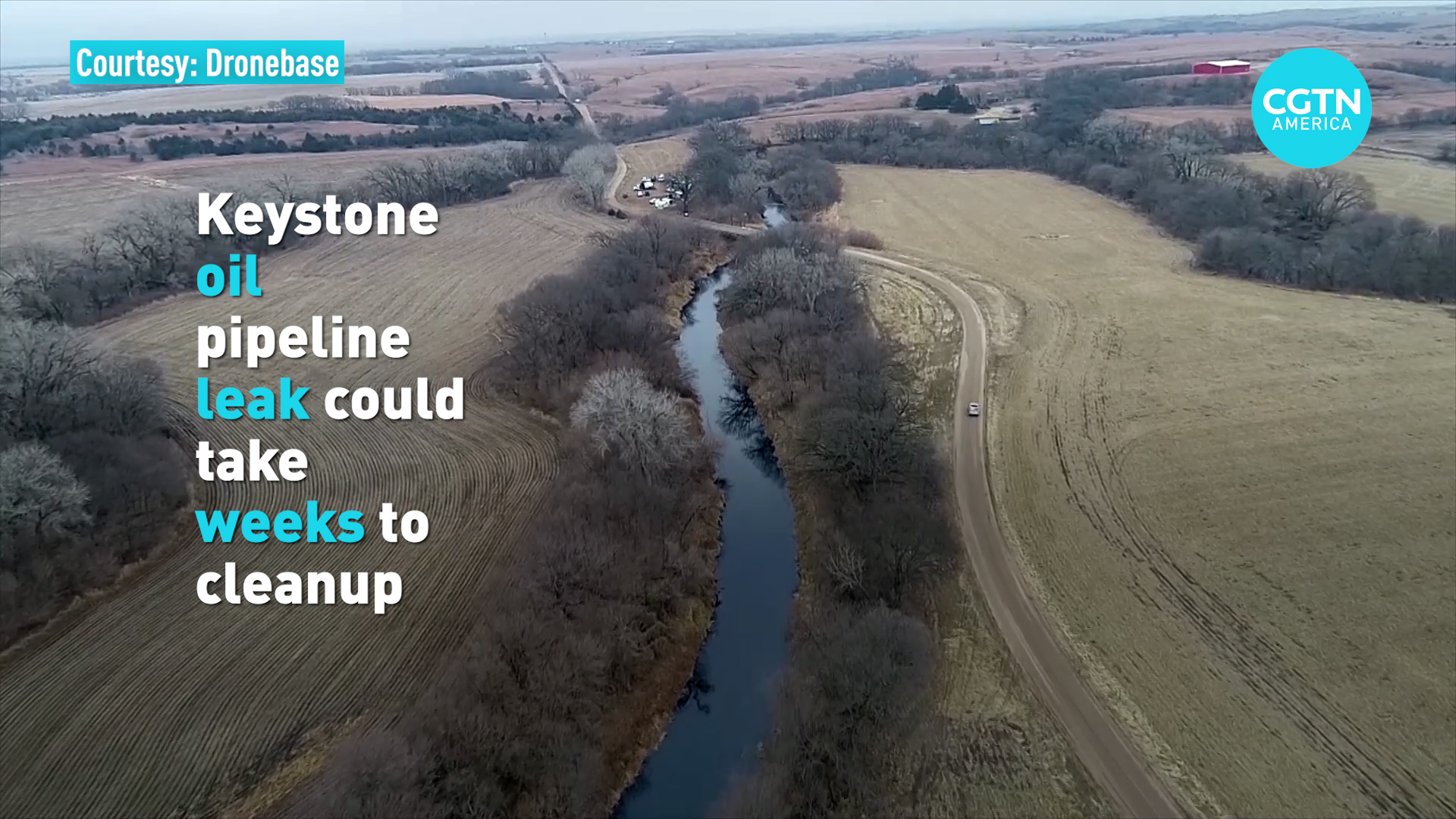 Reuters drone footage of bridge over creek in Washington, Kansas on December 9th, 2022. 