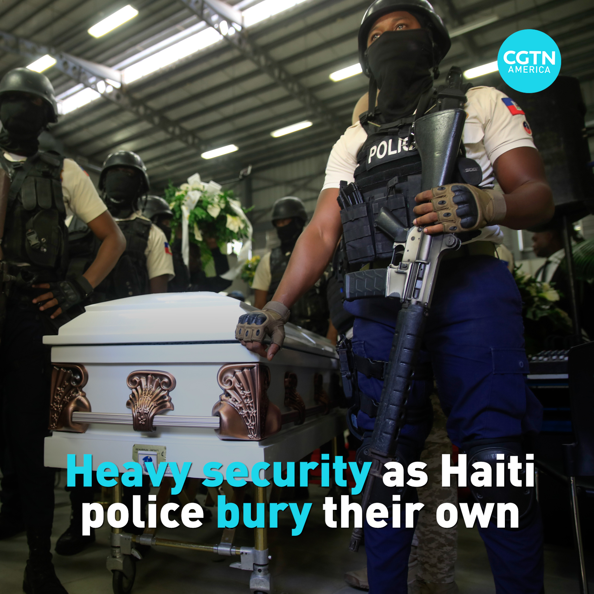 Heavy security as Haiti police bury their own