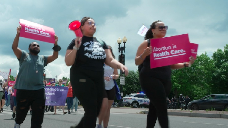 Abortion rights activists rally in Washington, D.C., one year after ...