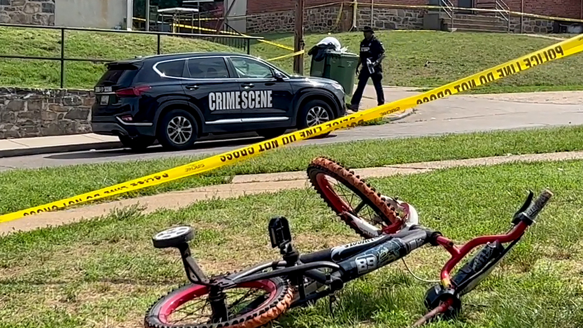 The scene after a mass shooting where at least 30 people were shot at a Baltimore, Maryland block party.