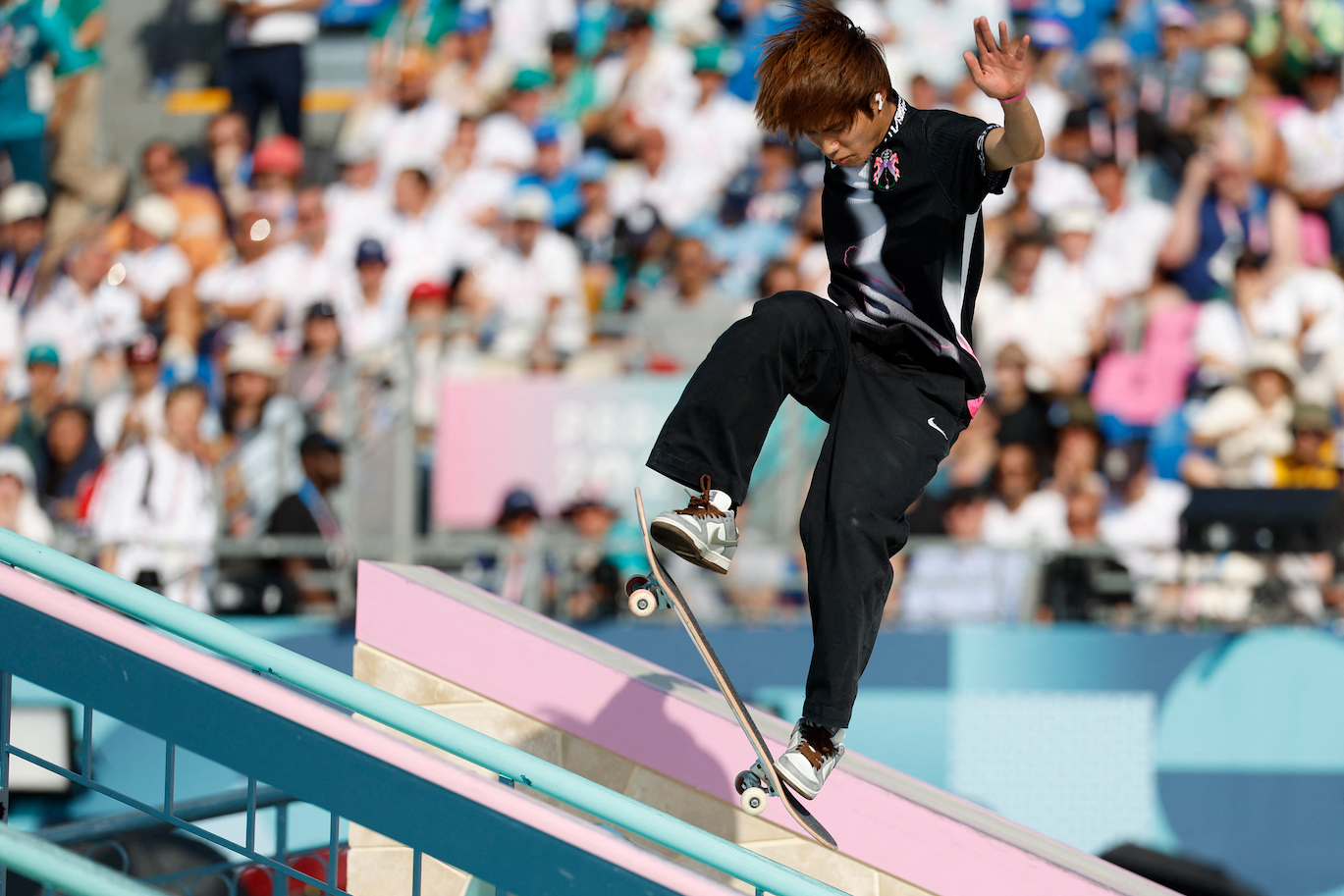 
Japan’s Yuto Horigome competes in the men’s street skateboarding final during the Paris 2024 Olympic Games in Paris on July 29, 2024. PHOTO: ODD ANDERSEN / AFP