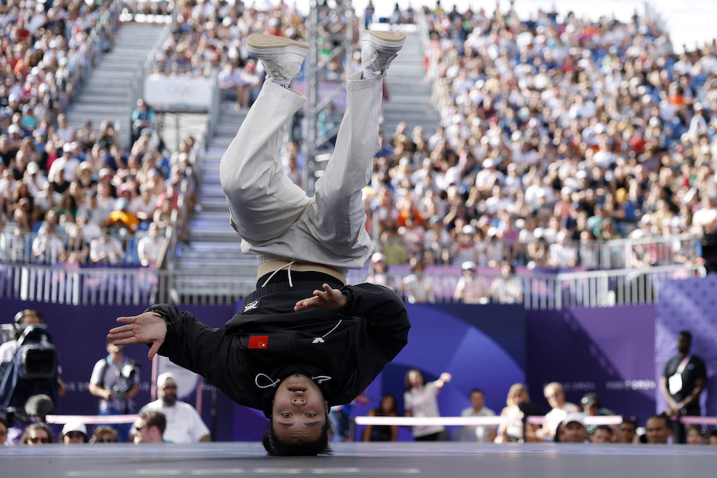 China's Liu Qingyi, known as 671 competes in the Women's Breaking dance Round robin of the Paris 2024 Olympic Games on August 9, 2024. Photo: Odd ANDERSEN / AFP