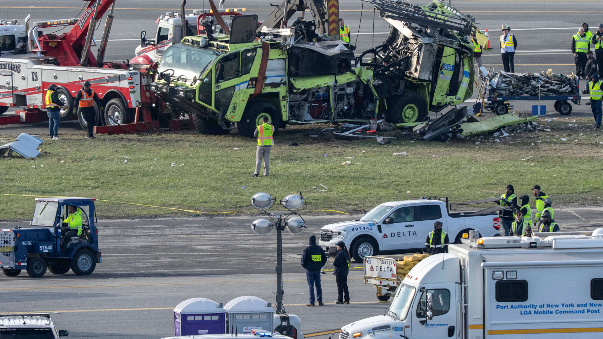 Air Canada wreckage remains at LaGuardia airport 