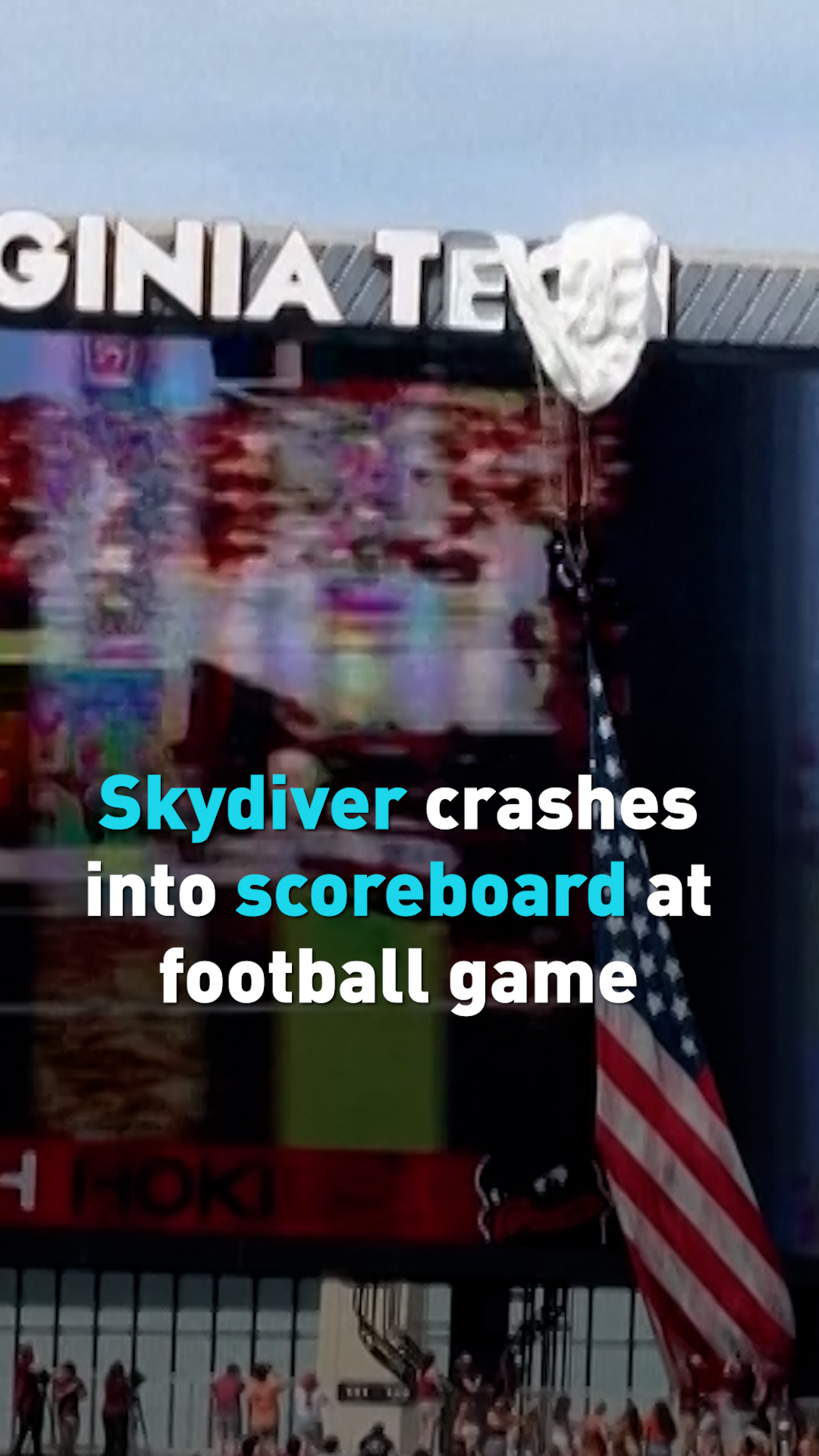 Skydiver rescued from scoreboard during spring football game