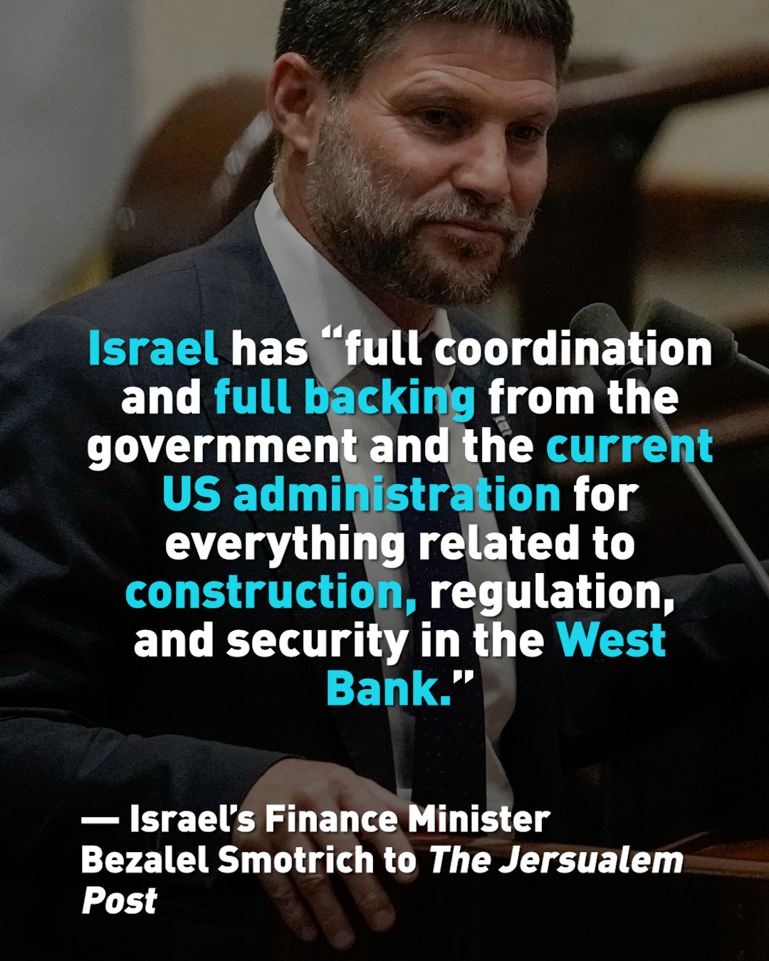 Israeli minister says US backs West Bank settlement expansion