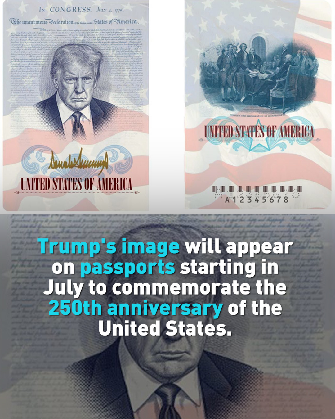Passports, coins, and other things with Trump's face