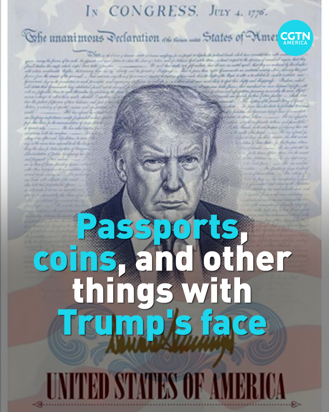 Passports, coins, and other things with Trump's face