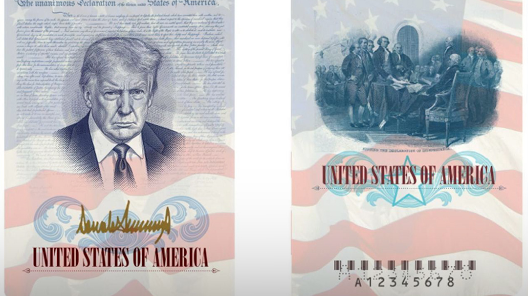 Passports, coins, and other things with Trump's face