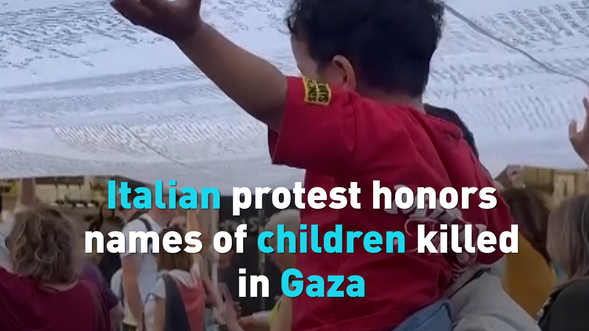 Italian protest honors names of children killed in Gaza