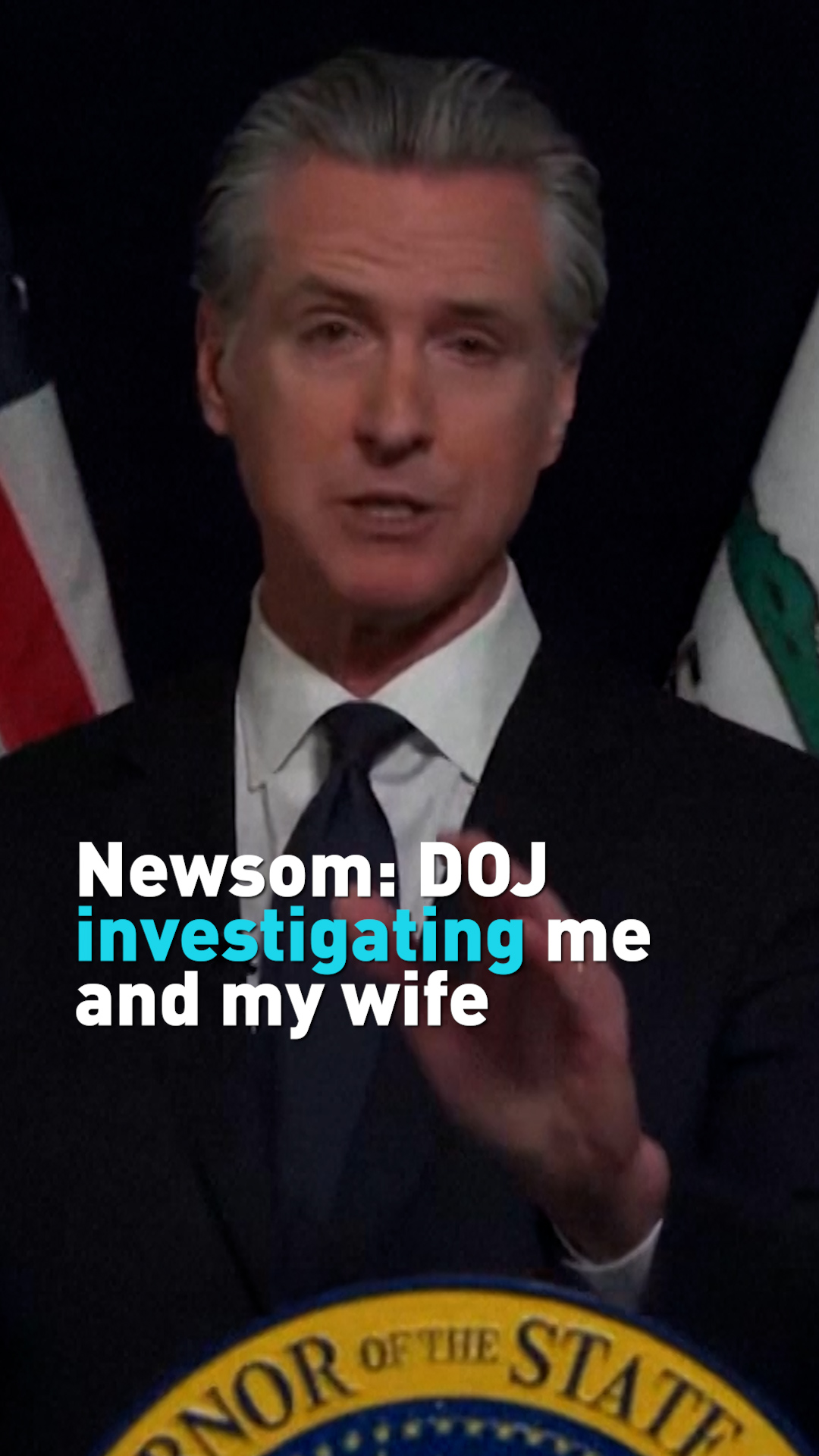 California Gov. says DOJ is targeting him and his wife