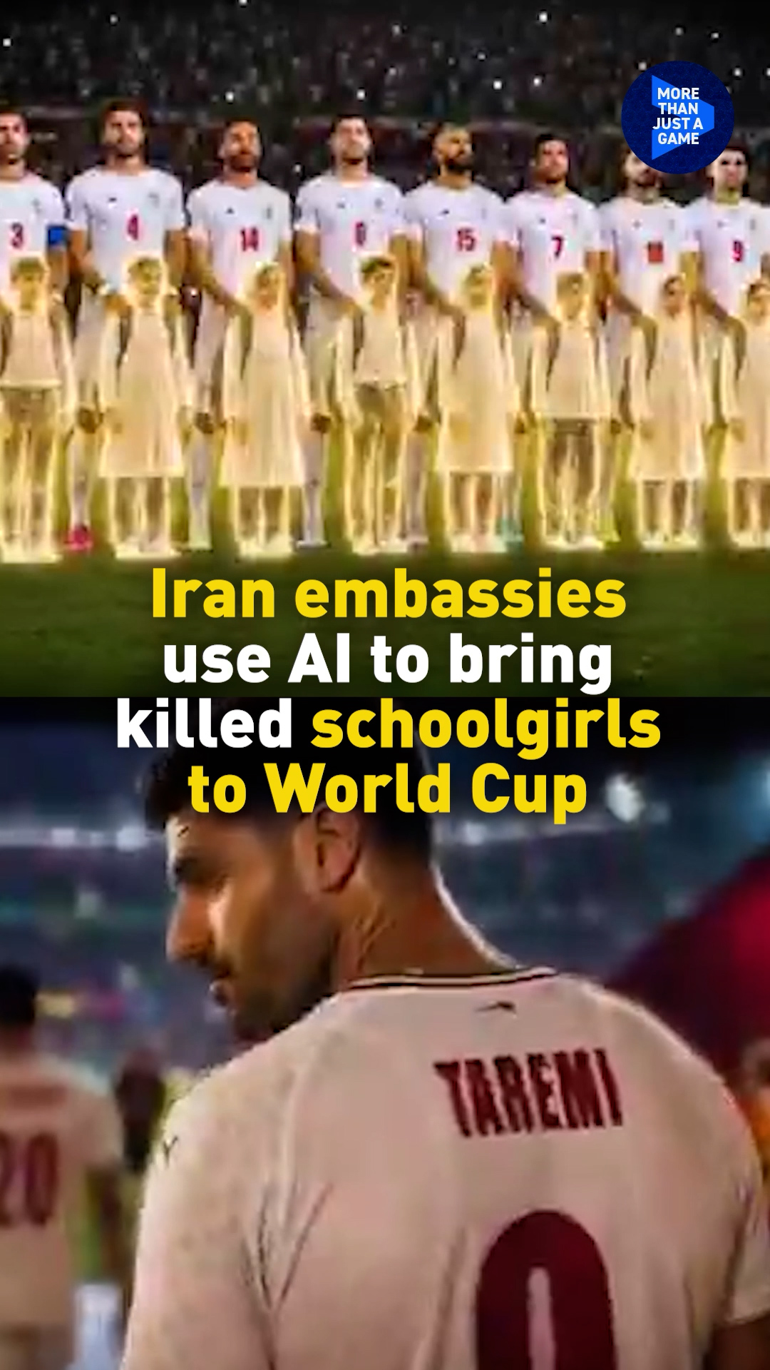Iranian embassies use AI to bring killed schoolgirls to World Cup 