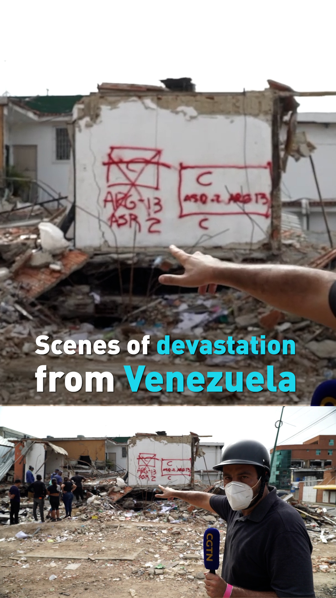 Scenes of destruction following twin earthquakes in Venezuela