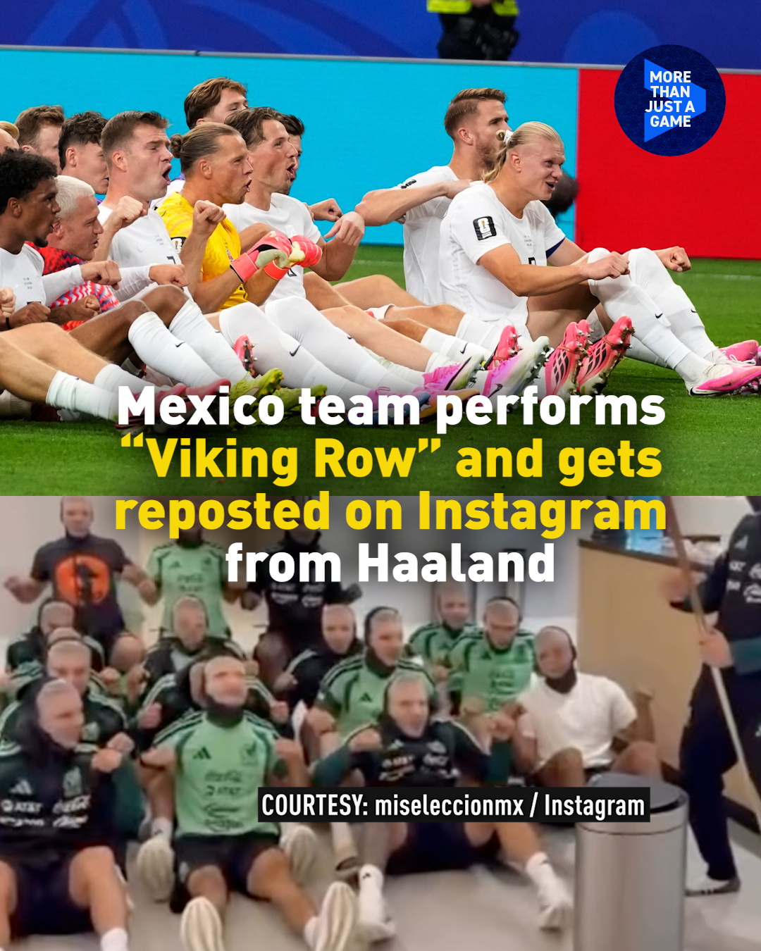 Mexico team wears Haaland masks and perform 