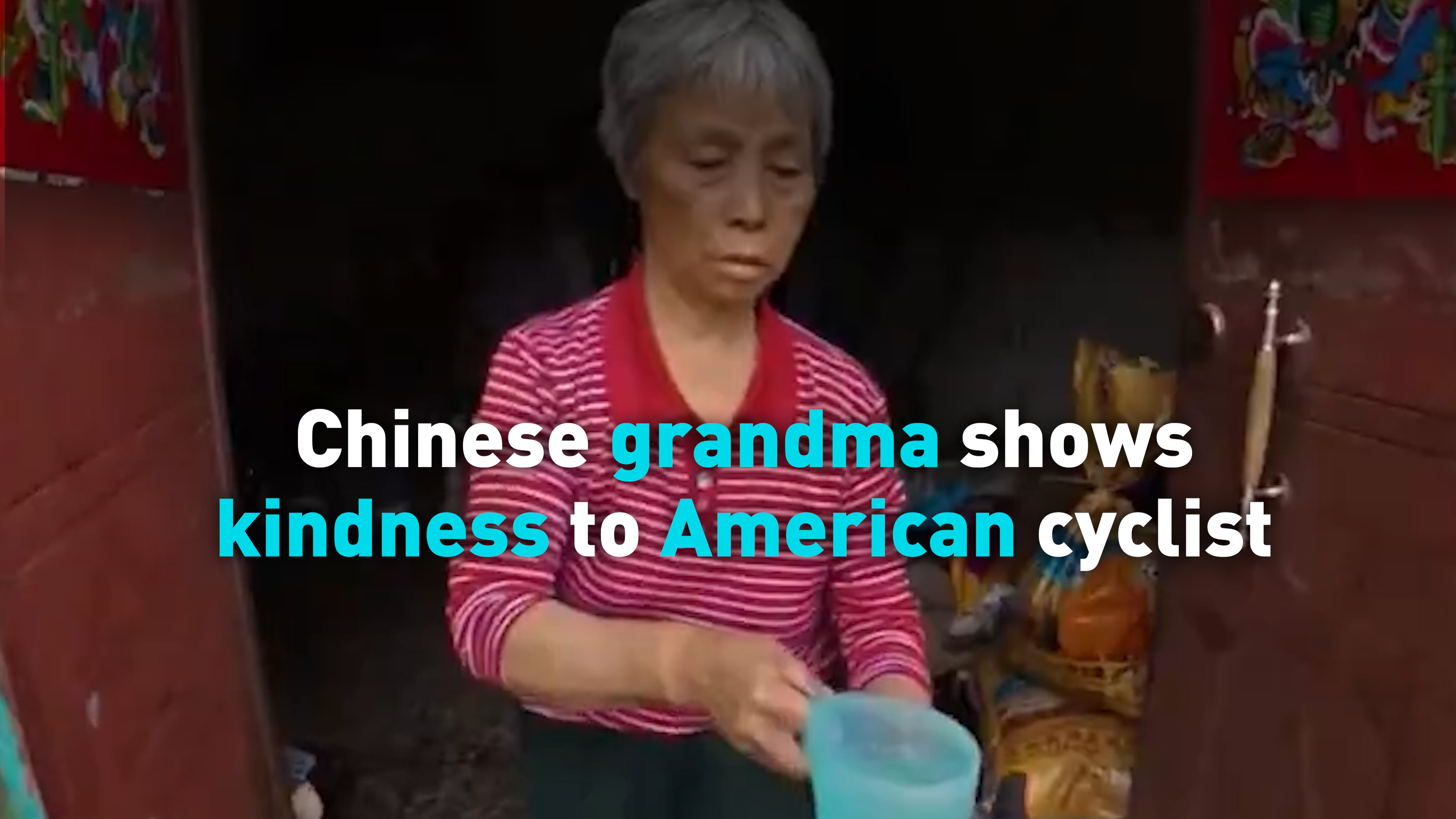 Chinese grandma shows kindness to American cyclist