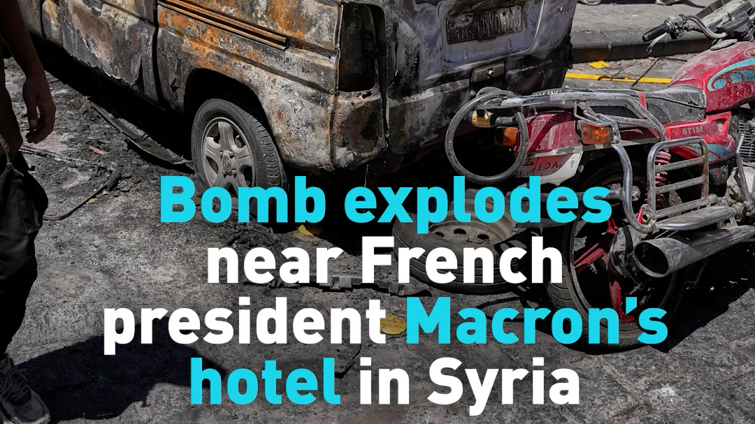 Bomb explodes near French President Macron's hotel in Syria