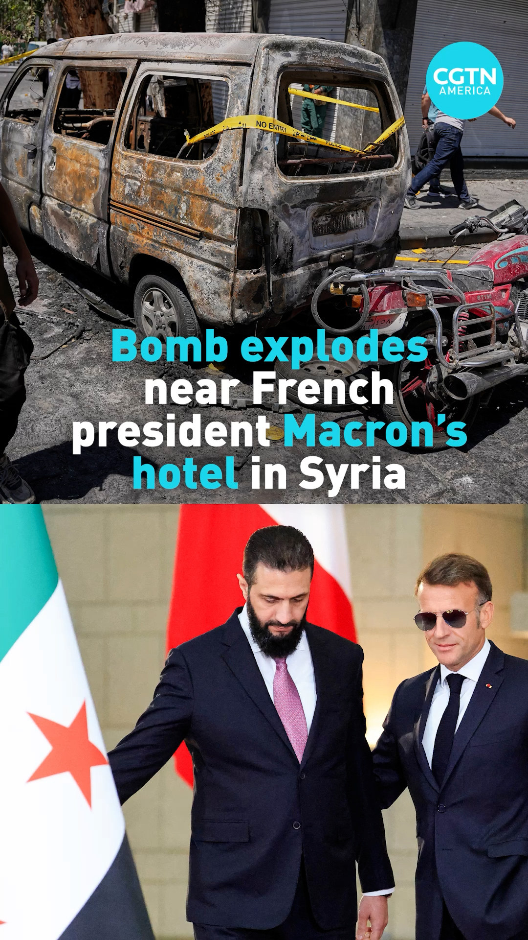 Bomb explodes near French President Macron's hotel in Syria