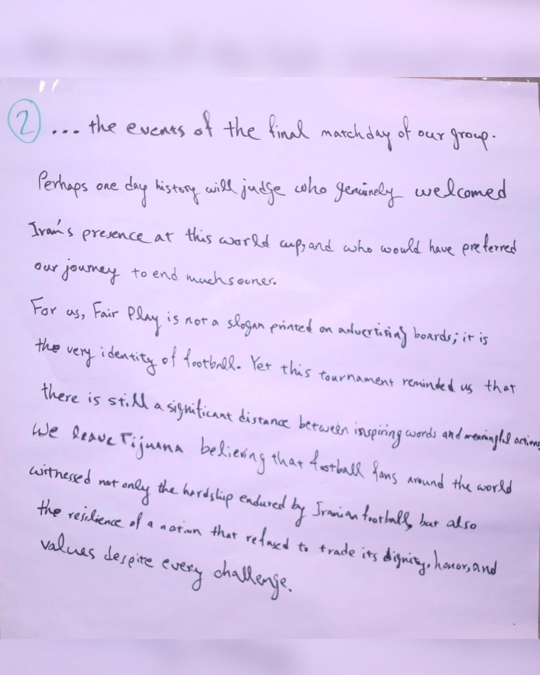 Iran team leaves a letter for Mexico after World Cup exit
