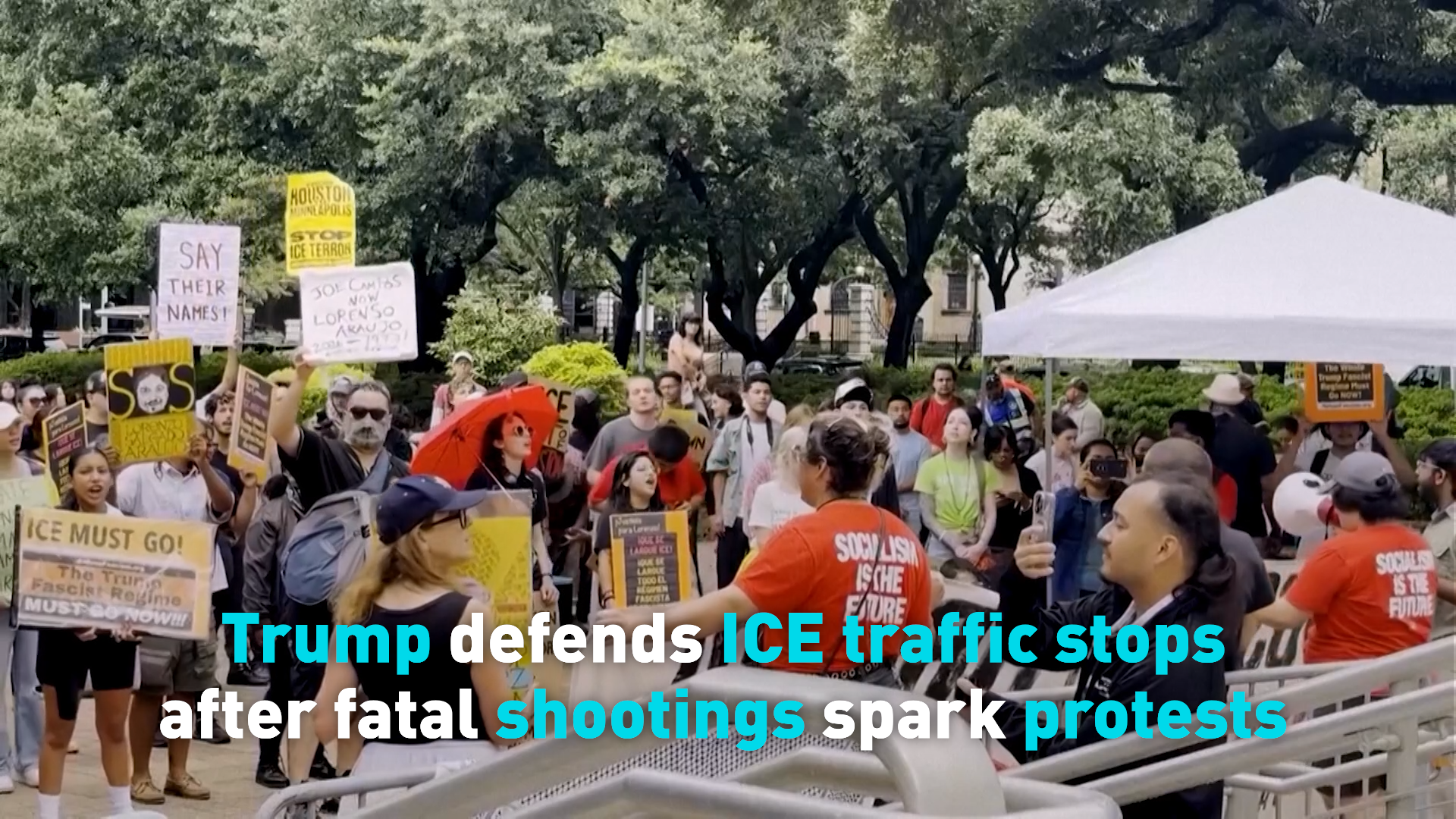 Trump defends ICE traffic stops after fatal shootings spark protests