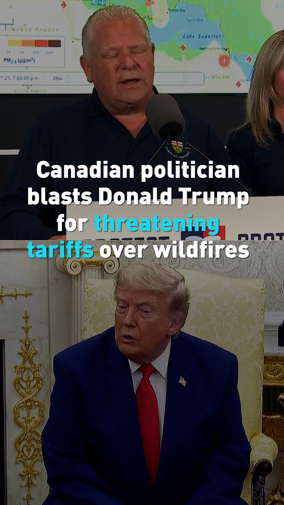 Canadian politician blasts Trump for tariff threat over wildfires