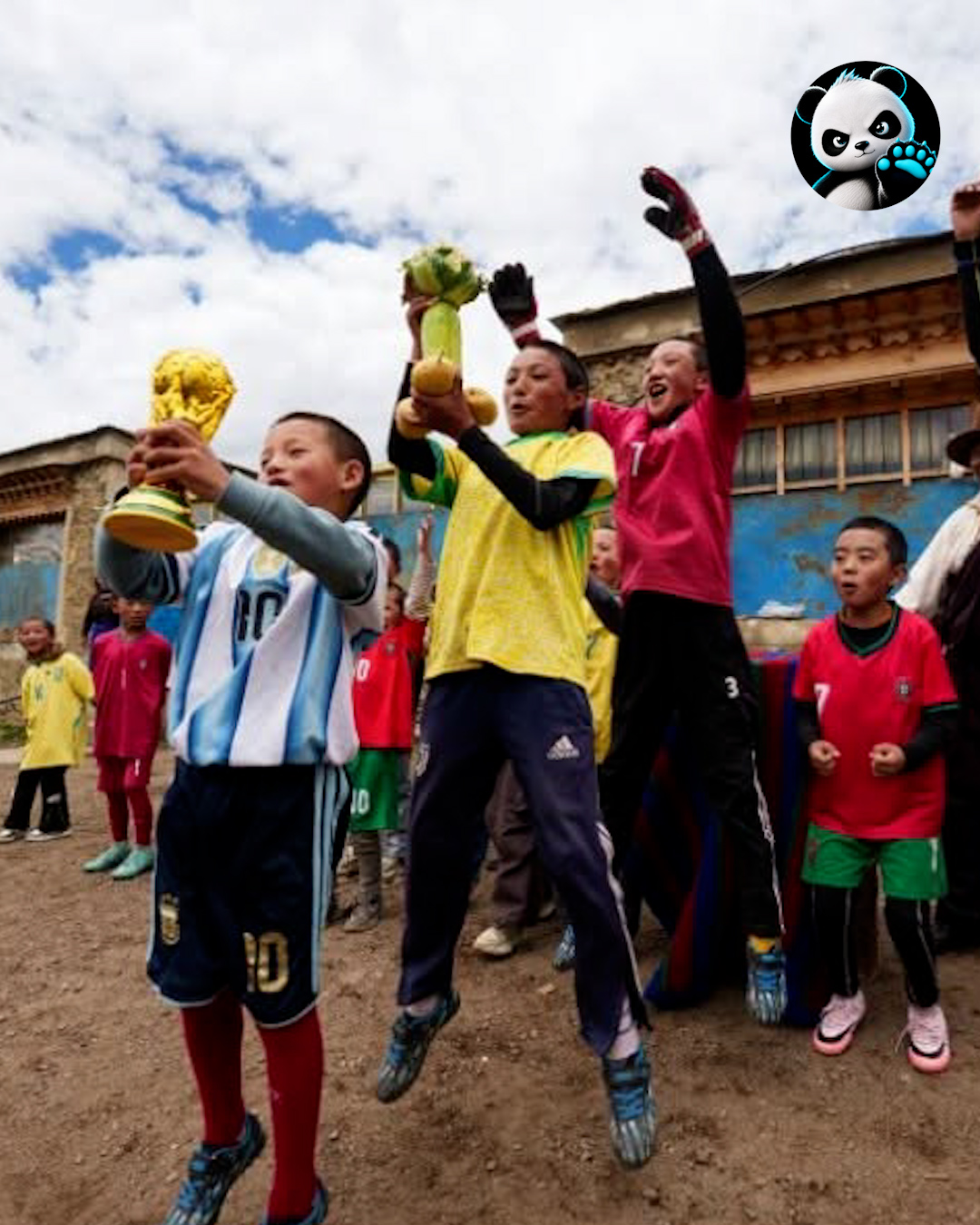 Young Chinese Players Celebrate World Cup In The Xizang Autonomous Region