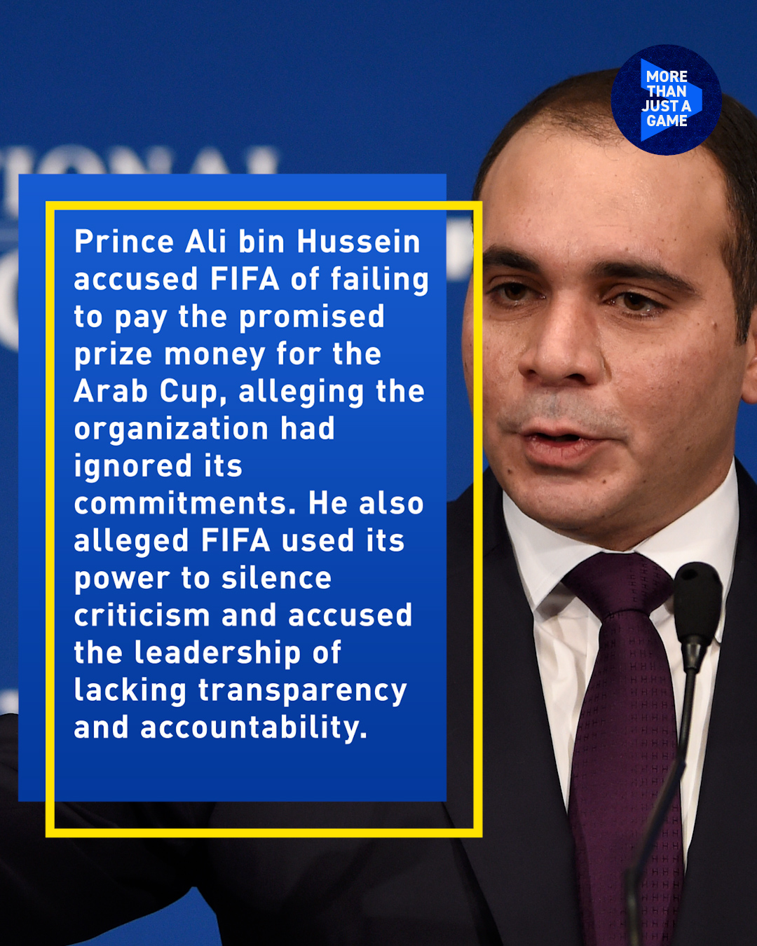 Jordan's Prince Ali says 