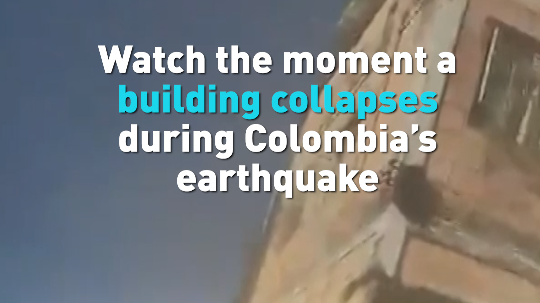Watch the moment a building collapses during Colombia's earthquake